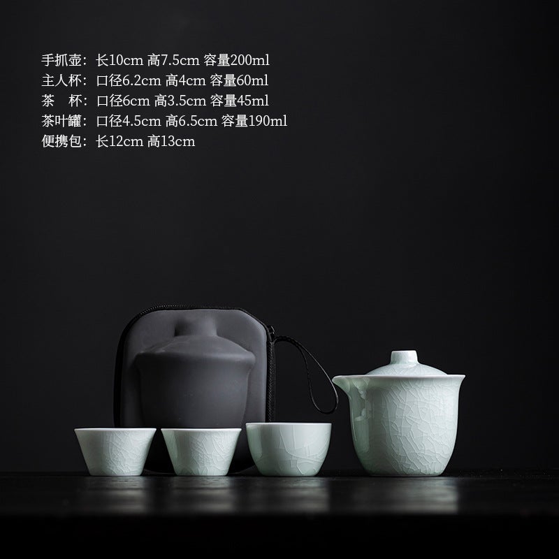 Jadeite Ge Kiln Travel Tea Set With Ice Crack Pattern, Suitable For Outdoor Portable Ceramic Quick Cup Business Gift - Image 1